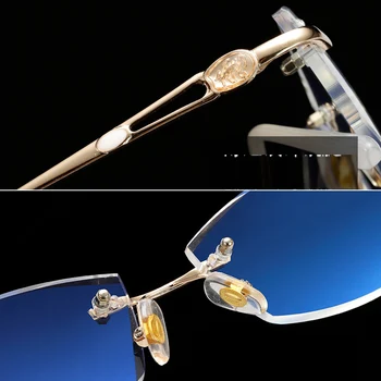 Titan Okvir Ultra Lahka Rimless Okvir Diamond Cut Ženske Luksuzni Obravnavi Očala +0.75 +1 +1.25 +1.5 +1.75 +2 +2.25 +2.5 za +4
