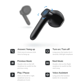 TOPK T20 TWS Bluetooth Slušalke Bluetooth 5.0 Brezžične Slušalke Športne Vodotesne Slušalke Z Mikrofonom Za Huawei IPhone