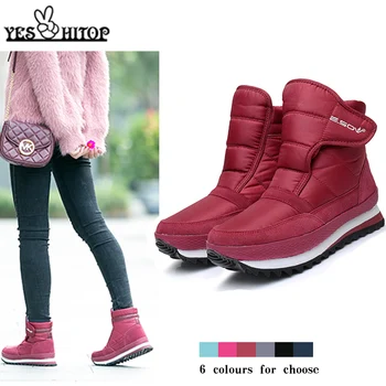 Toplo Mehko Črna Modra Siva Rdeča gleženj škornji za ženske stanovanj sneg čevlji ženska krpljami snowboots nepremočljiva zapatos de mujer 2019