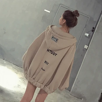 Toplo Ženske Zimske Pismo Tiskanja Kpop Hoody Jakna Ženske Harajuku Hoodies Debele korejska Različica Plašč 2019 Sweatshirts Jakna