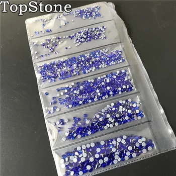 TopStone 1700pcs Mix Velikosti SS3-SS10 Nail Art Crystal sprotni Popravek Okrasnih z Lepilom na hrbtni strani za DIY Oblačila Modeli