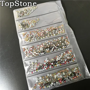 TopStone 1700pcs Mix Velikosti SS3-SS10 Nail Art Crystal sprotni Popravek Okrasnih z Lepilom na hrbtni strani za DIY Oblačila Modeli