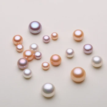 Tovarniško debelo Pol Izvrtane Gumb pearl Gojenih sladkovodnih biserov AAA 8 mm bela, roza, vijolična gumb krog biser za nakit