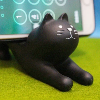 Trajno Smolo Namizno Stojalo Pribor Leni Nosilec Dekorativni Prenosni Telefon Imetnik Mačka Obliko Pritrjevanje Desk Mini 3D Cartoon