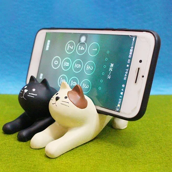 Trajno Smolo Namizno Stojalo Pribor Leni Nosilec Dekorativni Prenosni Telefon Imetnik Mačka Obliko Pritrjevanje Desk Mini 3D Cartoon