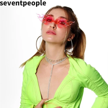 Trendy Prevelik Plamen Sončna Očala Ženske 2020 Moda Rimless Val Sončna Očala Za Moške Znane Blagovne Znamke Design Vsiljivci Požar Očala