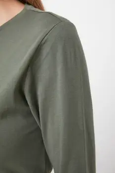 Trendyol Long Sleeve Kolesarjenje Vratu Osnovne Pletene T-Shirt TWOAW21TS0098