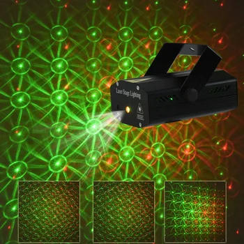Trgovina na drobno 150mW 4in1 Mini Laser razsvetljavo učinek laserski projektor stranka dj disco luči 110-240V S Stojalom