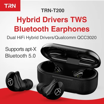 TRN T200 TWS Hibridni Gonilnike za Bluetooth Slušalke Aptx/AAC/SBC Apt-x V5.0 Bluetooth Slušalke Čepkov QCC 3020 TRN V80/V90/V20/X6 AK