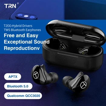 TRN T200 TWS Hibridni Gonilnike za Bluetooth Slušalke Aptx/AAC/SBC Apt-x V5.0 Bluetooth Slušalke Čepkov QCC 3020 TRN V80/V90/V20/X6 AK