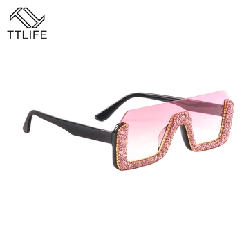 TTLIFE Semi-Rimless Nosorogovo sončna Očala Ženske 2020 Kristalno Kvadratnih sončna Očala Diamond Prevelik sončna Očala Moških Gradient Očala