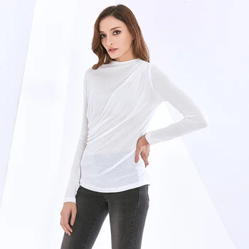 TWOTWINSTYLE Minimalističen Športna T Majica Za Ženske O Vratu Long Sleeve Solid T Srajce Ženska Moda Nova Oblačila 2020 Jeseni Slog