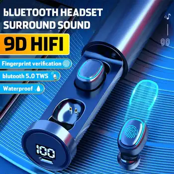 TWS bluetooth 5.0 Slušalke Polnjenje Primeru Brezžične Slušalke HIFI 9D Stereo TWS Šport Nepremočljiva Čepkov Slušalke Z Microph