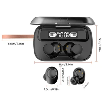 TWS Bluetooth 5.1 Slušalke Brezžične Čepkov 2000mAh, Polnjenje Primeru IPX7 Nepremočljiva Stereo Slušalke