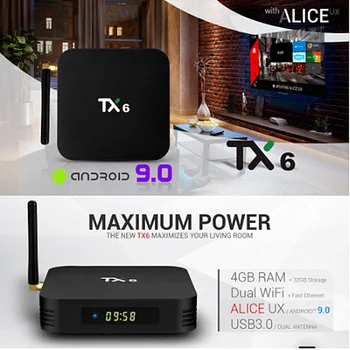 TX6 Android 9.0 Allwinner H6 TV Box 4GB 32GB 5.8 G Wifi Quad Core USD3.0 BT4.2 4K Set Top Box media Player
