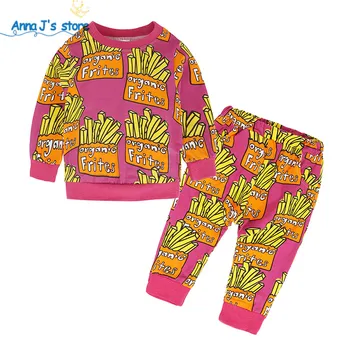 TZ-353 Baby Dekleta Fantje Določa Moda Bombaž Dolg Rokav Komplet Oblačil T-majica + Hlače 2PCS krompirček pižamo Baby set Nov Prihod