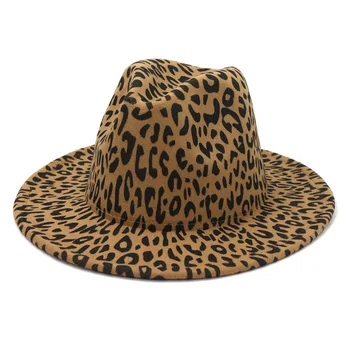 Ufilcala klobuki leopard vzorec moški ženske panama jazz kape zahodni kavboj, različne barve, v notranjosti rdeče široko roba zimske ženske moški klobuki