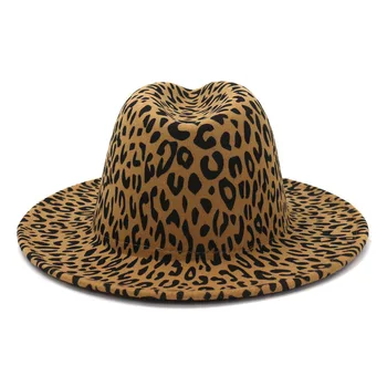 Ufilcala klobuki leopard vzorec moški ženske panama jazz kape zahodni kavboj, različne barve, v notranjosti rdeče široko roba zimske ženske moški klobuki