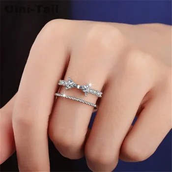 Uini-Rep vroče novih 925 sterling srebrni lok dvoslojno odprt obroč korejska različica nakit nekaj tesnilo odprite ženski prstan