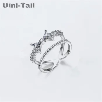 Uini-Rep vroče novih 925 sterling srebrni lok dvoslojno odprt obroč korejska različica nakit nekaj tesnilo odprite ženski prstan