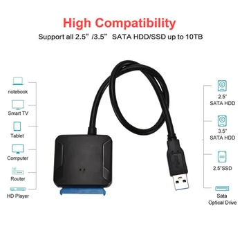USB 3.0, Da SATA 3 Kabel Sata Na USB Adapter Kabli Podporo 2,5 Ali 3,5-Palčni Zunanje SSD HDD Adapter za Trdi Disk USB 3.0 ZA Sata