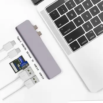 USB 3.0 Tip-C Hub Adapter 4K Strele 3 USB C Hub 7-v-1 S Pestom 3.0 TF SD Režo za Bralnik medijskih kartic PD za MacBook Air 2018
