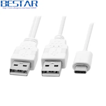USB 3.1 Vrste C, USB-C Dvojni Moški Dodatno Moč Podatkov Y Kabel za Trdi Disk