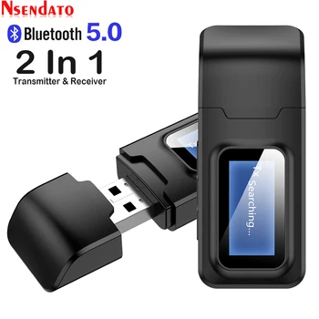 USB Bluetooth 5.0 Avdio Glasbeni Sprejemnik Oddajnik za TV Zvočnikov za Avto PC 3.5 mm Jack Stereo AUX Brezžični vmesnik z LCD Zaslonom