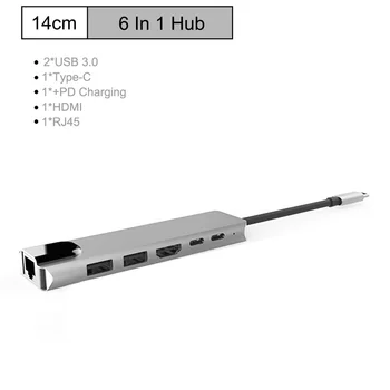 USB HUB C HUB, da Muti USB 3.0, HDMI 4K /SD/TF Card Reader/ PD polnjenje Avdio /RJ45 Adapter za MacBook Pro Tip-C Hub razdelilnik