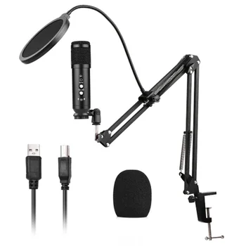 USB Mikrofon Set 192KHz/24-bitno Microfone Kondenzatorski Cardioid Podcast Mic Z Nemo Audio Jack Nastavljiv Pop Filter