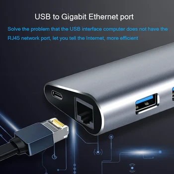 USB za Gigabitni Adapter 3-Port USB 3.0 Aluminij Zlitine Zvezdišče Ne Pogon Potrebovali Razdelilnik Z Mikro-USB Adapter+RJ45 Gigabit LAN Ethern