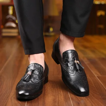 Usnje moda, Gospod formalno Čevlji Moški obleko Poslovnih svate Čevlji Ročno Tassel Loafers chaussure velika velikost 48