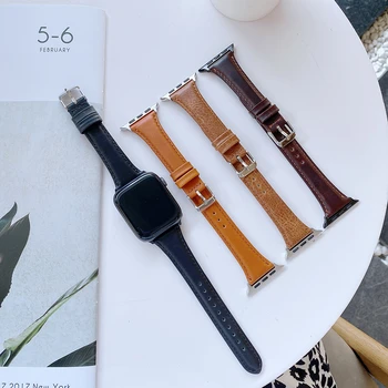 Usnje Watchband za Apple Watch Band 44 42mm 40 mm 38 mm Zapestnica Smart Pribor iwatch serije 2 3 4 5 6 Trak Zamenjava