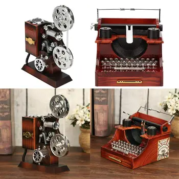 Ustvarjalne Klasičnih Pisalnim Strojem Model Music Box Lesa, Kovine, Starinsko Glasbene Skrinje Rojstni Dan, Poročno Darilo Igrača Dekoracijo