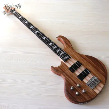 V levo roko, vrat, skozi električni bas kitaro 4 string & 6 string zebrawood vrh aktivno bas kitaro naravne barve