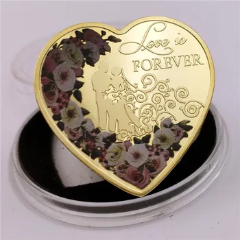 V Obliki srca Rose Ljubimec Poroko Priložnostnih Kovancev Obrti Darilo Za Valentinovo zlatega Kovanca za Dekoracijo Doma