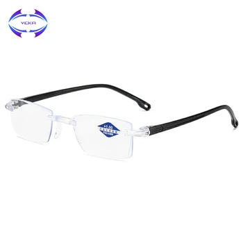 VCKA Anti Modra Svetloba Blokiranje Rimless Obravnavi Očala Ženske Moški Kvadratnih brez okvirjev Presbyopic Očala Dioptrije +1.0 1.5 2 2.5 4.0
