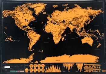 Velika velikost svetu nič stenski zemljevid Deluxe Edition Nič Svetovni Zemljevid Z Scratch Off Plast Visual Potni List za potovanje zemljevidi A1