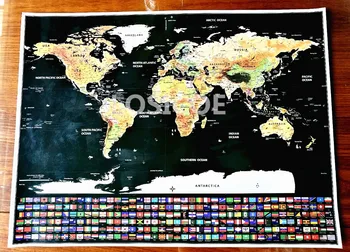 Velika velikost svetu nič stenski zemljevid Deluxe Edition Nič Svetovni Zemljevid Z Scratch Off Plast Visual Potni List za potovanje zemljevidi A1