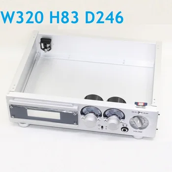 Velikost W320 H83 D246 Luksuzni Aluminija DAC Šasija z Dvojno VU Meter Preamp Primeru BZ3208N DIY Dekoder Preamplifier Podvozje Zadaj DIY Polje