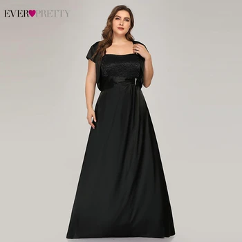 Vestidos Compridos Vedno Precej Plus Velikost Črne Večerne Obleke Vedno Precej, A-Line Kratek Rokav Elegantno Dolgo Formalnih Obleke 2020