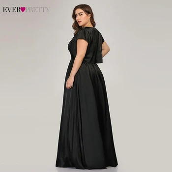 Vestidos Compridos Vedno Precej Plus Velikost Črne Večerne Obleke Vedno Precej, A-Line Kratek Rokav Elegantno Dolgo Formalnih Obleke 2020