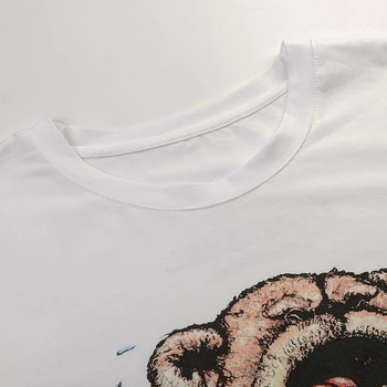 Vetore blagovne znamke 2018 Žalostno Medved Print majica s kratkimi rokavi Ženske Priložnostne Poletje Bombaž Kakovosti T-shirt ženska Majica Črna Bela Dame T-shirt