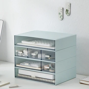 Večfunkcijsko Predal Desk Organizator Izbirnimi Kozmetični Nakit Škatla Za Shranjevanje Stackable Shranjevanje Organizacija Home Office Posodo