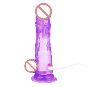 Vibracijska Realističen Dildo, Vibrator Za Ženske G Spot Stimulator Penis priseska USB Polnjenje Erotično Jelly Vibrator Vibratorji