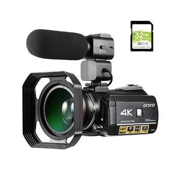 Video Camera 4K Ordro AC3 WiFi Night Vision 30X Digitalne Kamere Vlog Filmadoras za YouTube z Mikrofonom SD Kartico