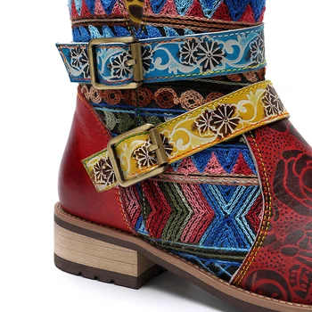 Vintage Bohemian Zahodni Kavboj Botas De Cuero Pu Botas De Tobillo Par Mujer Zapatos Mujer Zapatos Otoño Invierno