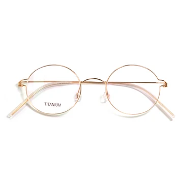 Vintage Krog Recept Očala Okvir Ultra Lahkega Titana Platišča Brezvijačno Očala Za Moške Retro Krog Očala Za Ženske