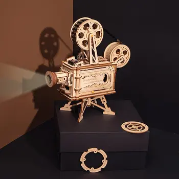 Vintage Retro 3D Projektor tridimenzionalne Sestavljanke Lesene Model Ustvarjalno Darilo Projektor Dekoracijo Puzzle Igra Skupščine