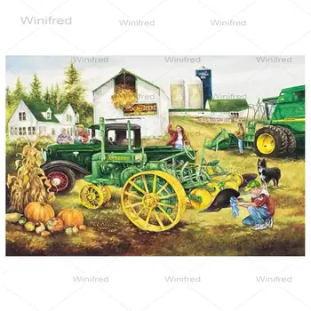 Vintage Zelena Traktorja Kmetije Kovinski Tin Prijavite Plaketo Pub Bar Kmetiji Wall Art Dekor Retro Kositrne Plošče Doma Dekor Plakat 30x20cm